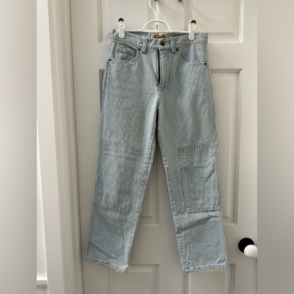Hey Gang conductor stripe knee patch jeans